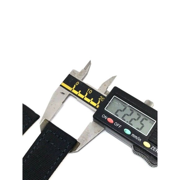 Men's Watch Band Replacement Black Leather Canvas Strap 22mm Lug 7.5'' - Picture 6 of 7